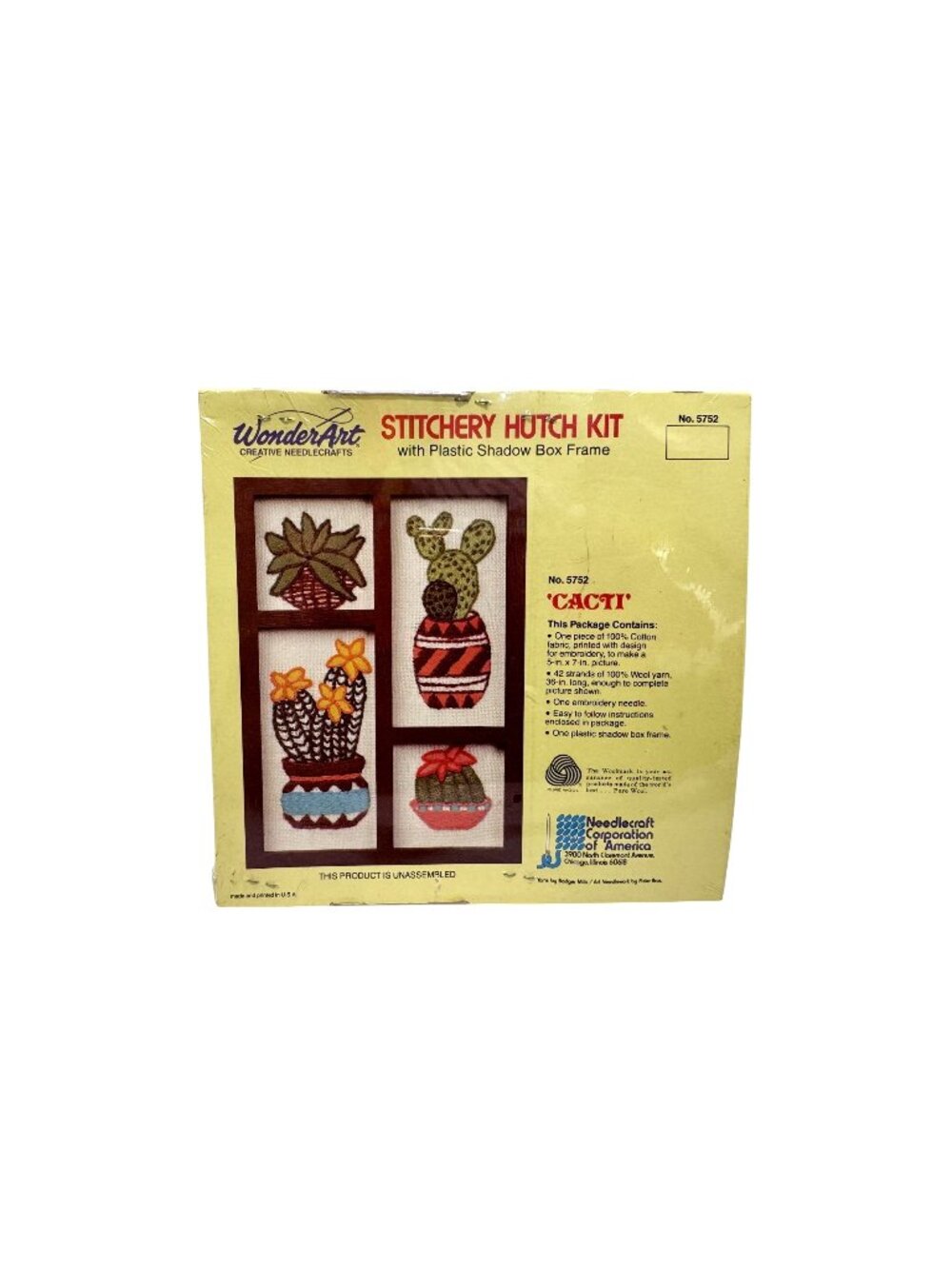 Wonder Art Stitchery Hutch Kit With Shadow Box Cacti Needlepoint 5752